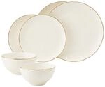 Geschirr-Set SELTMANN WEIDEN "Basic-Set Savona Goldlinie 6er Set creme", beige