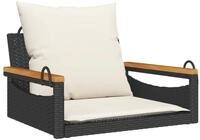 vidaXL Gartenbank H&auml;ngesessel mit Kissen Schwarz 63x62x40 cm Poly Rattan (1-St)