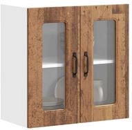 vidaXL Schrankmodule K&uuml;chen-H&auml;ngeschrank mit Glast&uuml;r Altholz-Optik...