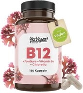 Yes Vegan Vitamin B12 Komplex mit B6, Fols&auml;ure & Chlorella &ndash; 180 Kapseln...