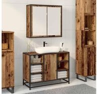 vidaXL Wandregal, Wandregal mit Regal Wandmontiert Altholz 65 x 20 x 60 cm
