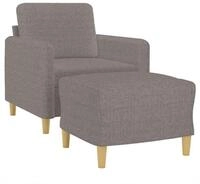 vidaXL Sofa Sessel mit Hocker Taupe 60 cm Stoff