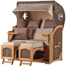 bene living Strandkorb Ammersee 2-Sitzer Teak - PE grau - Modell 510, BxTxH: