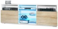 Vladon Lowboard Granada (TV-Kommode, mit 2 T&uuml;ren und 6 offenen F&auml;chern), Wei&szlig;