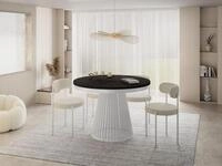 WFL GROUP Esstisch Naro White ausziehbar rund modern mit wei&szlig;en Metallbeinen...