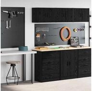 vidaXL Schrankmodule Garagenschr&auml;nke 2 Stk. Schwarz Holzwerkstoff
