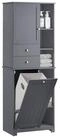 SoBuy Hochschrank BZR104, Badezimmerschrank mit W&auml;schekorb Schmaler Badschrank...