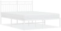 vidaXL Bettgestell, Bettrahmen mit Kopfteil Metall Wei&szlig; 135x190 cm