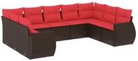 vidaXL Sofaelement 9-teiliges Gartensofa-Set mit Kissen, braun, Polyrattan (1...