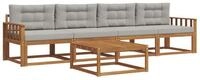 vidaXL Gartenlounge-Set Outdoor-Sofagarnitur 5 pcs Nat&uuml;rlich und Hellgrau,...