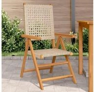 vidaXL Gartenstuhl, Gartenst&uuml;hle 2 Stk. Beige Massivholz Akazie und Poly Rattan