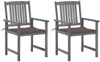 vidaXL Gartenstuhl Gartenst&uuml;hle mit Kissen 2 Stk. Grau Massivholz (2 St)