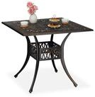 relaxdays Gartentisch Eckiger Gartentisch mit Schirmloch, Schwarz-Bronze