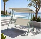 en.casa Hollywoodschaukel, 3-Sitzer, &raquo;Satten&laquo; 3-Sitzer mit Dach Stahlgestell