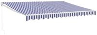 vidaXL Markise Sonnenschutz Einziehbar Blau und Wei&szlig; 4x3 m Stoff und Aluminium