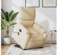 vidaXL Sessel vidaXL Elektrischer Massagesessel mit Aufstehhilfe Creme Stoff