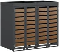 vidaXL M&uuml;lltonnenbox Wagenm&uuml;llbeh&auml;lter f&uuml;r 2 Beh&auml;lter Stahl Anthrazit (1...