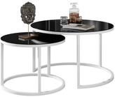 Lookway Couchtisch CIRI 2in1 GLASS mit schwarzem und wei&szlig;em Gestell (2er Set),