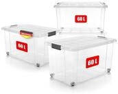 BigDean Aufbewahrungsbox 60 L mit Deckel gro&szlig; &ndash; robuste Stapelbox rollbar mit