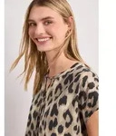 STREET ONE Kurzarmbluse Sommerbluse mit floralem Muster beige 34 EU