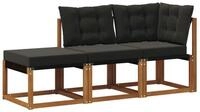vidaXL Sofaelement Outdoor-Schnittsofa-Einheiten 3 St&uuml;ck Nat&uuml;rlich und...