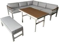Greemotion Gartenlounge-Set Miami Stahl grau mit Esstisch Bank, (5-tlg), inkl....