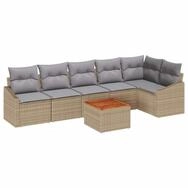 vidaXL Gartenlounge-Set Gartensofa-set mit Kissen 7 pcs Beige Poly-Rattan,...