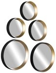 Dekospiegel Spiegel-Set 5-teilig LIA, Schwarz, Goldgelb, Metallrahmen