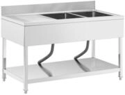 Royal Catering Edelstahlsp&uuml;le Sp&uuml;ltisch 140 x 70 x 97 cm 2 Becken zu...