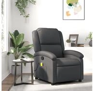 vidaXL Massagesessel, Massagesessel Relaxsessel Echtleder Grau