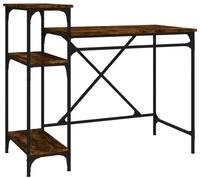vidaXL Schreibtisch Schreibtisch mit Regal R&auml;uchereiche 105x50x90 cm...