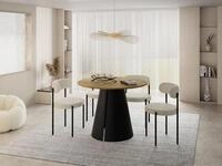WFL GROUP Esstisch Lamio ausziehbar rund modern mit schwarzen Metallbeinen...