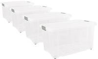 BigDean Aufbewahrungsbox 4 St&uuml;ck Eurobox mit Deckel und Rollen 60 X 40 X 32,5...