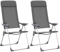 vidaXL Campingstuhl Klappbare Campingst&uuml;hle 2 Stk. Grau Aluminium (2 St)