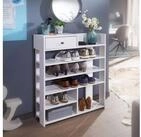 FINEBUY Schuhregal FB54442 Wei&szlig; 75x92,5 cm Flurregal Hoch Regal 7 F&auml;cher mit
