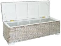 vidaXL Truhe Wei&szlig; Kissentruhe Auflagentruhe Truhe Kubu Rattan Massivholz...