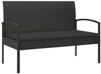 vidaXL Gartenbank Gartenbank mit Kissen Schwarz 105 cm Poly Rattan (1-St)