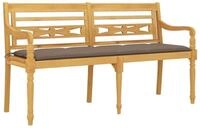 vidaXL Gartenbank Batavia-Bank mit Taupe Kissen 150 cm Massivholz (1-St)