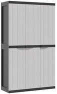 vidaXL Garten-Ger&auml;teschrank, Gartenschrank Grau und Schwarz 97x37x165 cm PP