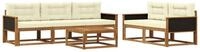 vidaXL Gartenlounge-Set Outdoor-Sofagarnitur mit Kissen 6 pcs Natur und Creme,