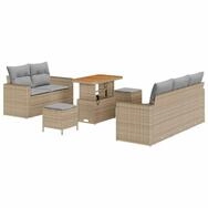 vidaXL Gartenlounge-Set Gartensofa-set mit Kissen 8 pcs Beige Poly-Rattan,...