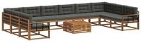 vidaXL Gartenlounge-Set Outdoor-Sofagarnitur mit Kissen 11 pcs Natur und...