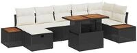 vidaXL Gartenlounge-Set Garten-Sofa-Set 8 pcs Schwarz Poly-Rattan, (8-tlg)