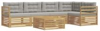 vidaXL Gartenlounge-Set Outdoor-Sofagarnitur 6 pcs Wei&szlig; und Hellgrau Polyester,