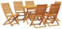 vidaXL Gartenlounge-Set Garten Essgruppe 7 pcs Braun Massivholz, (7-tlg)