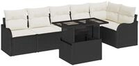 vidaXL Loungesofa Gartensofa-set mit Kissen mit Kissen 7 pcs Schwarz Poly...