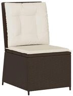vidaXL Loungesofa Gartensessel mit Liegefunktion und Kissen Braun Poly Rattan, 1
