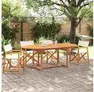 vidaXL Gartenstuhl, Klappbare Gartenst&uuml;hle 4 Stk. Cremewei&szlig; Stoff