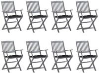vidaXL Gartenstuhl Klappbare Gartenst&uuml;hle 8 Stk. mit Kissen Massivholz (8 St)