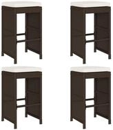 vidaXL Gartenstuhl Garten-Barhocker mit Kissen 4 Stk. Braun Poly Rattan (4 St)